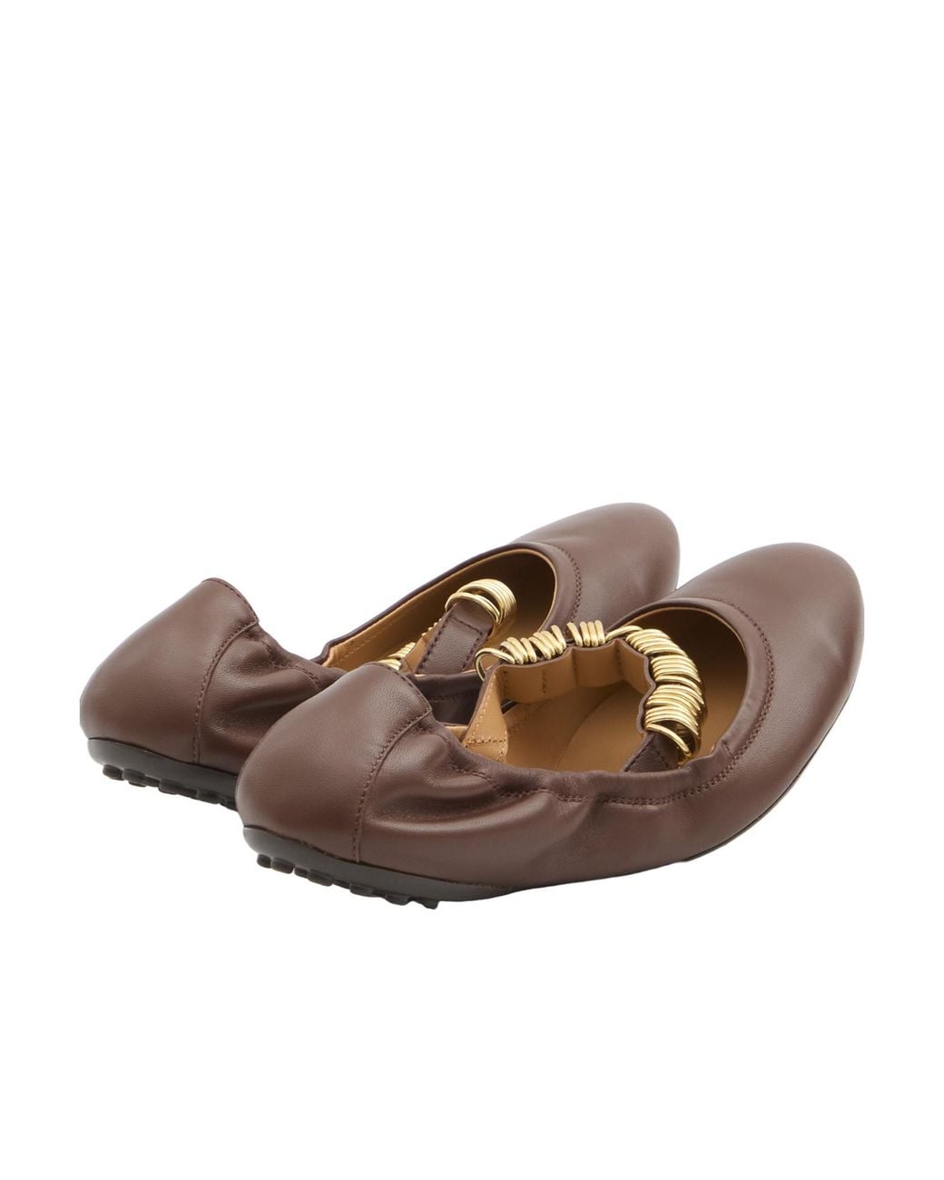 Tod's Brown Ring Embellished Ballerinas