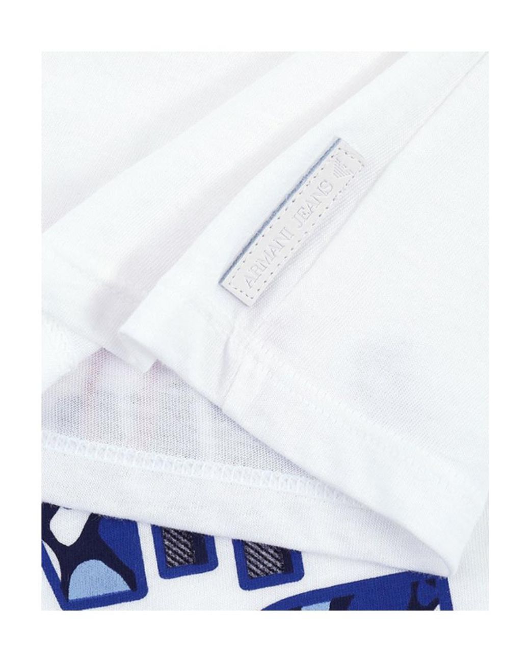 Armani Jeans White Logo Letter Print Short-Sleeve T-Shirt