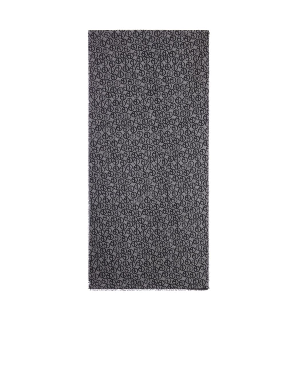 Giorgio Armani Gray Logo-Monogram Frayed Scarf for men