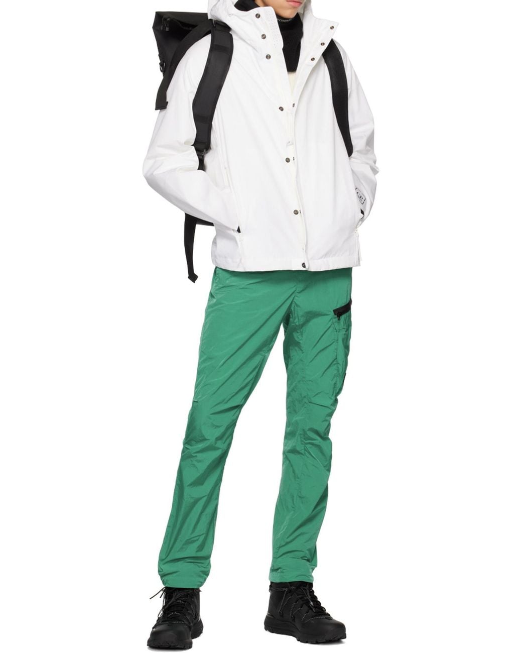 C P Company Green Logo-Patch Hooded Jacket for men
