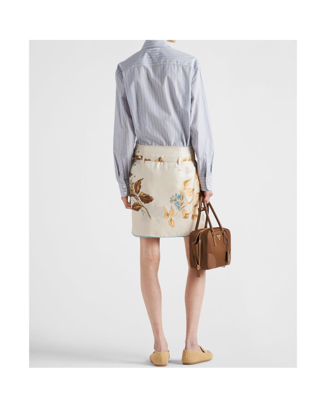 Prada Natural Pattern-Printed Mini Skirt