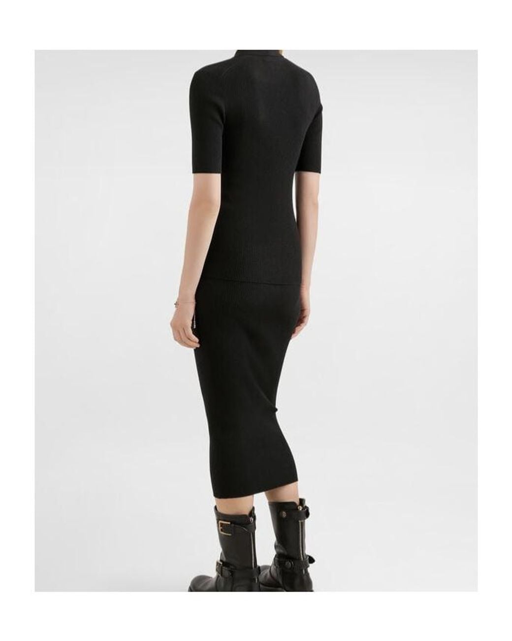 Dolce & Gabbana Black Short-Sleeved Ribbed Polo Sweater