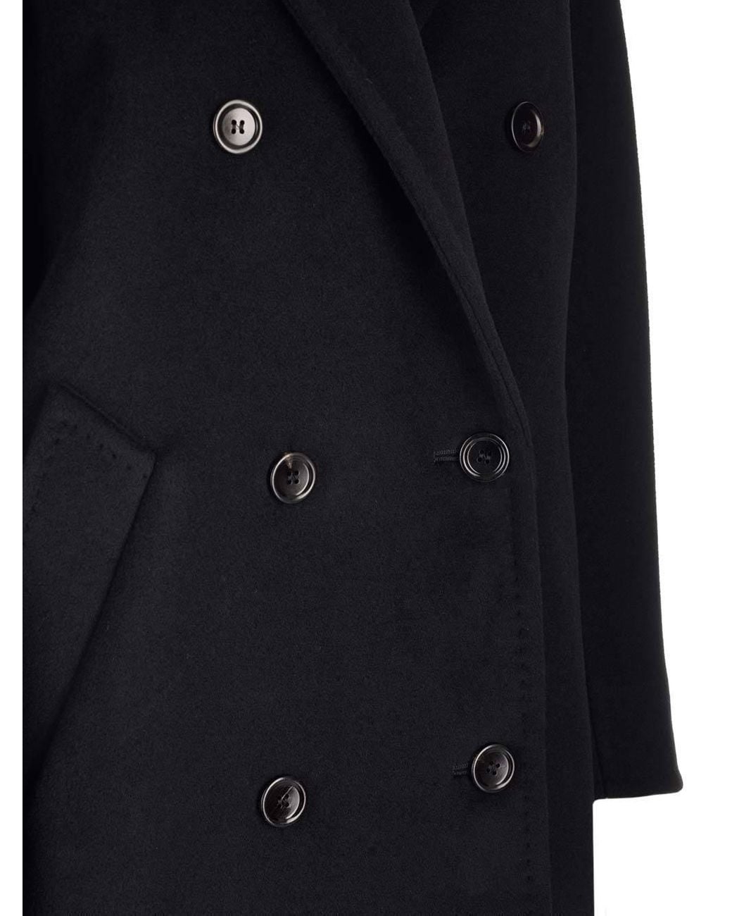 Max Mara Blue Double-Breasted Long-Sleeved Coat