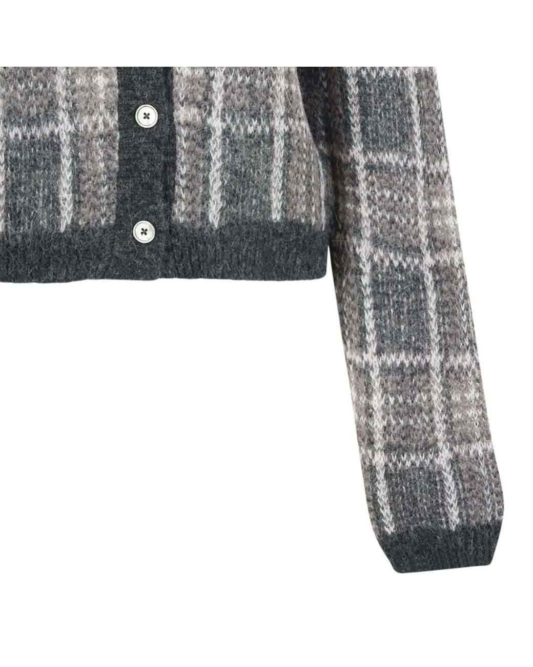 Our Legacy Black Checked Cropped Cardigan