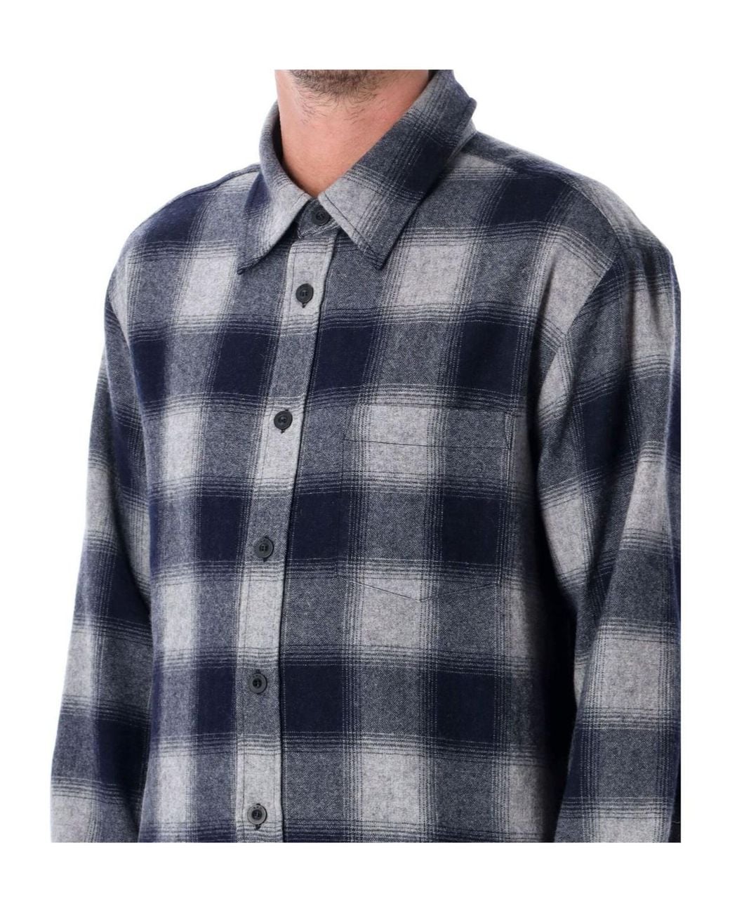 A.P.C. Blue Checked Loose Overshirt for men