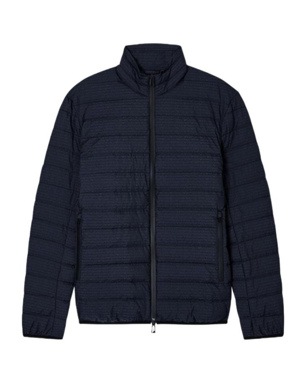Emporio Armani Blue Logo-Print Zip-Up Down Jacket for men