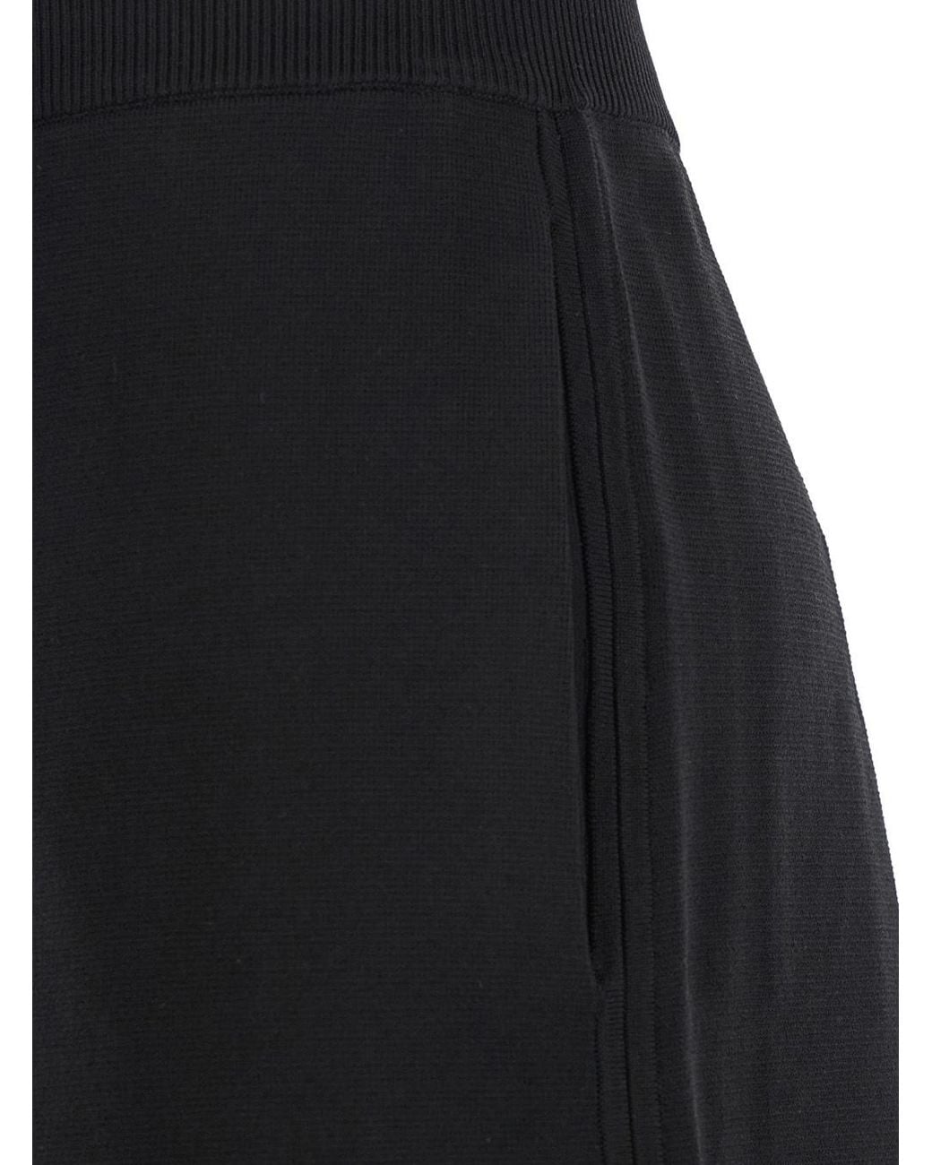 Totême Black Shorts With Ribbed Waist And Two Side Welt Pockets