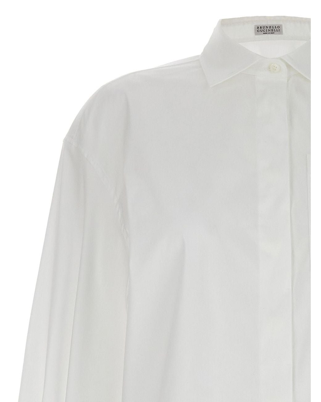 Brunello Cucinelli White Spread-Collared Buttoned Shirt