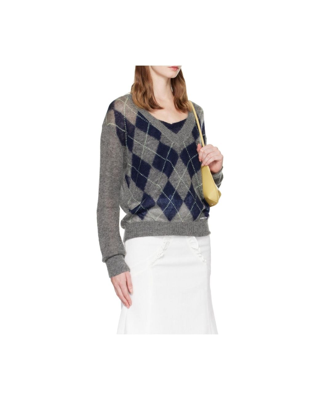 ShuShu/Tong Blue Shushu/Tong Argyle V-Neck Knitted Sweater