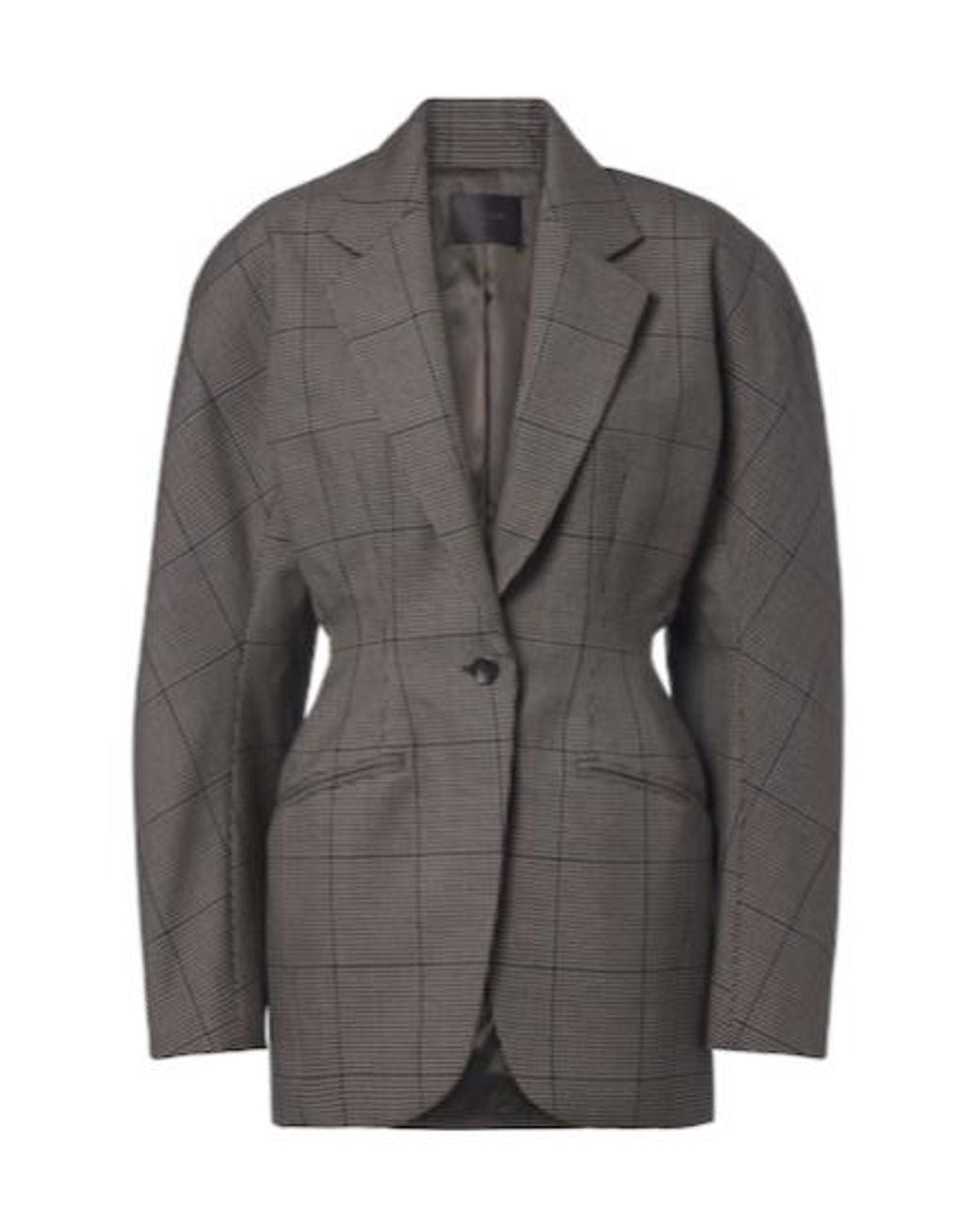 Mugler Gray Checked Oversized Wool Jacket