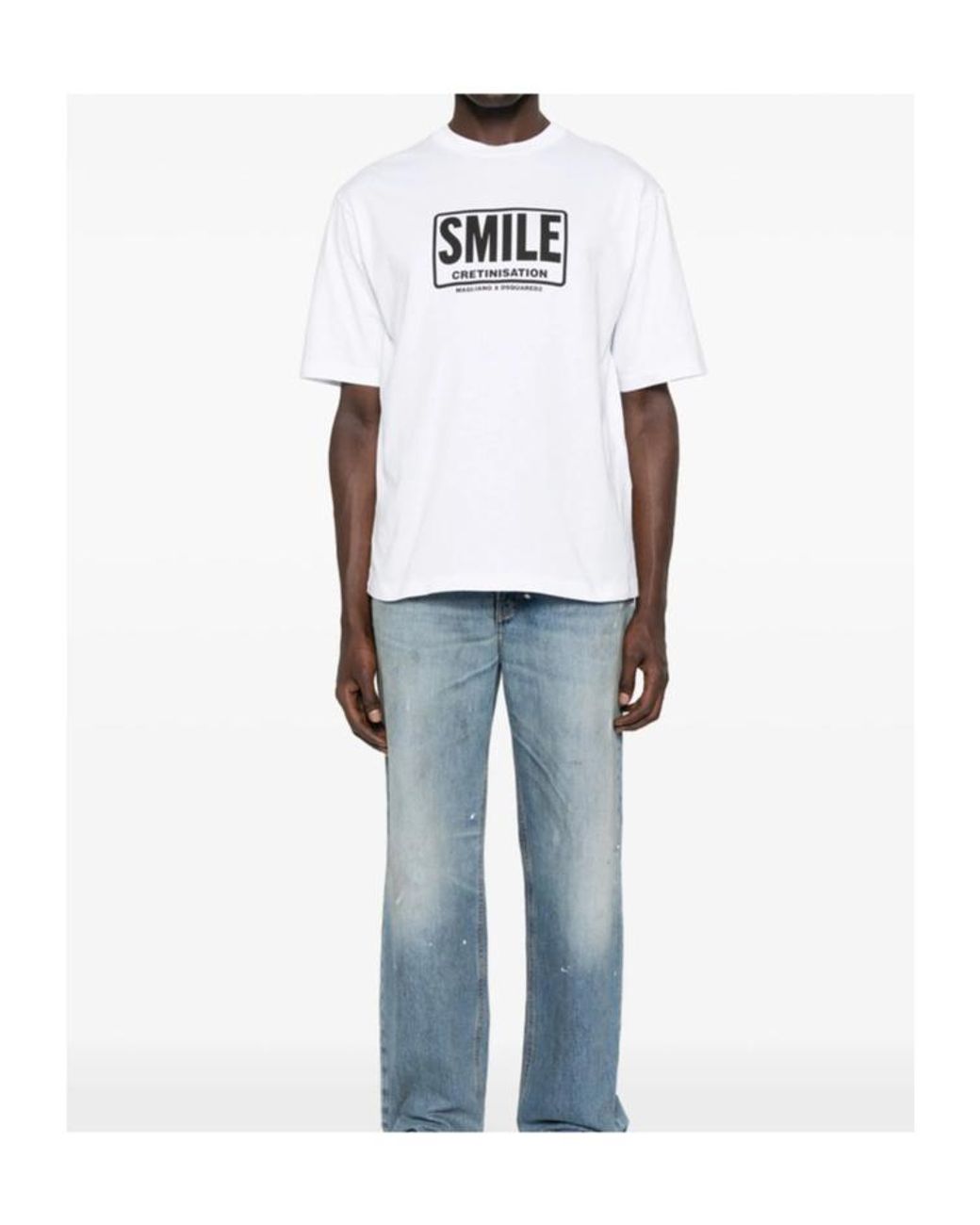 DSquared² White Printed Loose Fit T-Shirt for men