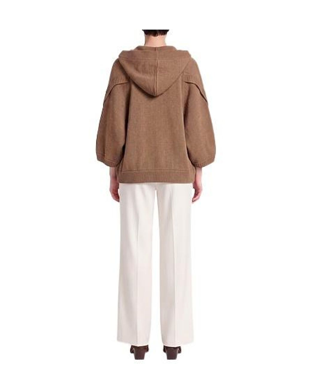 Max Mara Brown Three-Quarter Sleeve Knit Sweater