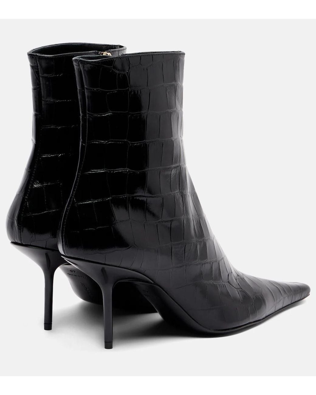 Victoria Beckham Black 75 Croc-Effect Ankle Boots
