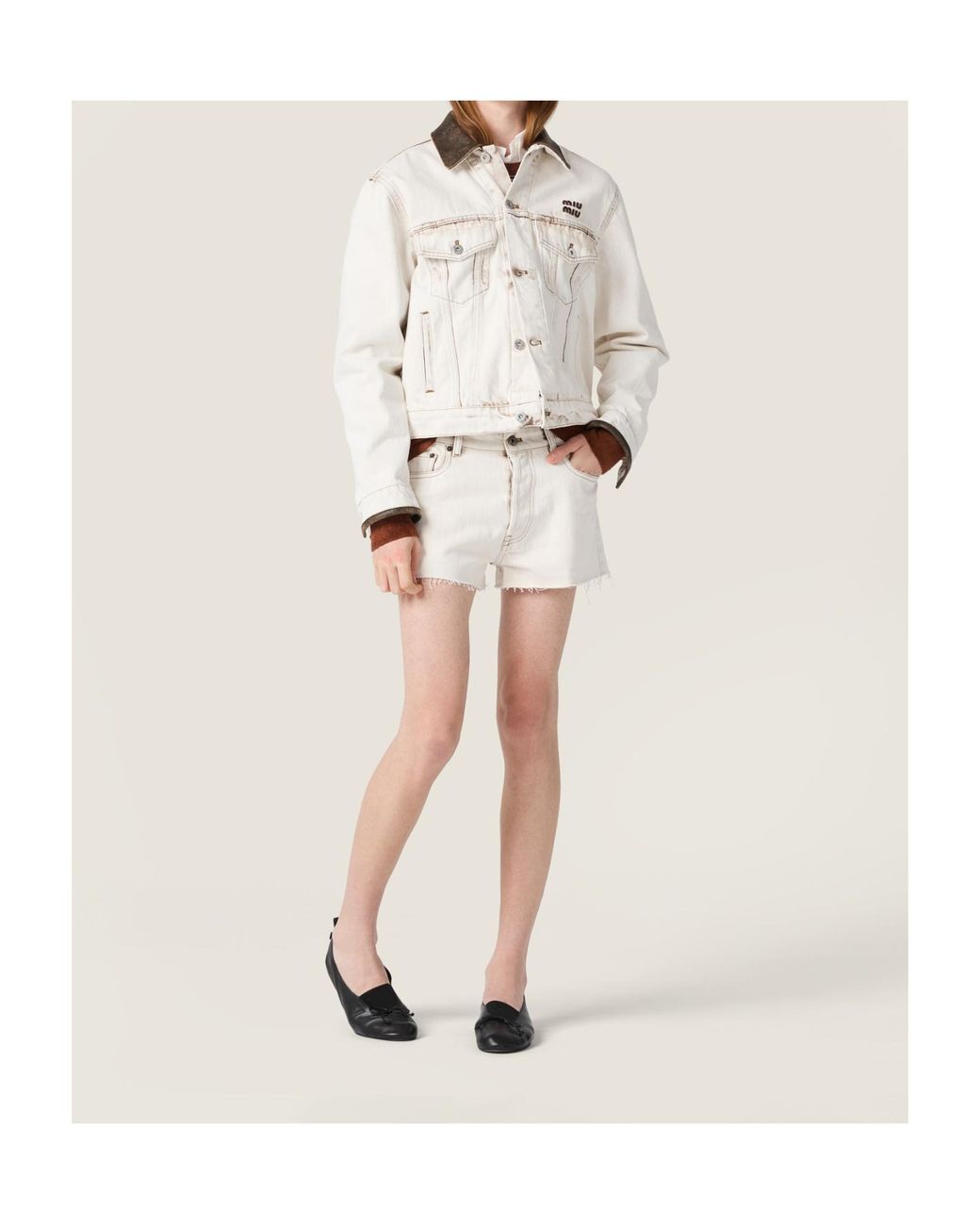 Miu Miu White Button-Up Denim Jacket