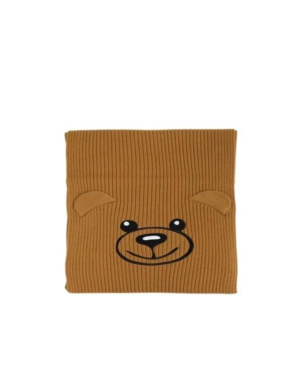 Moschino Natural Bear Embroidered Knitted Scarf for men