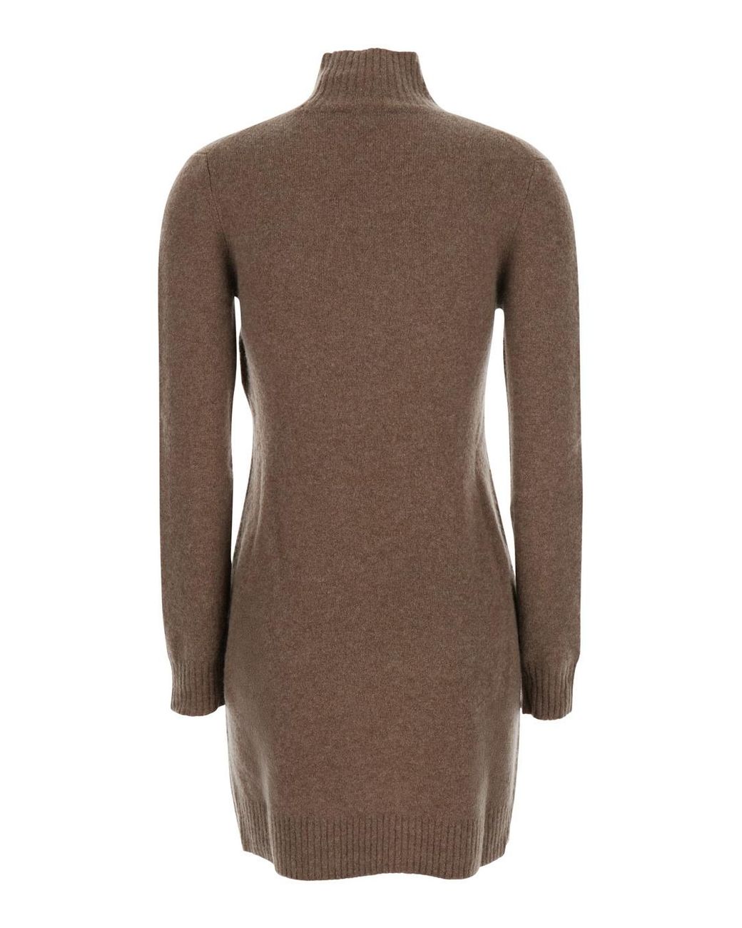 Max Mara Brown Edison High-Neck Long-Sleeved Dress