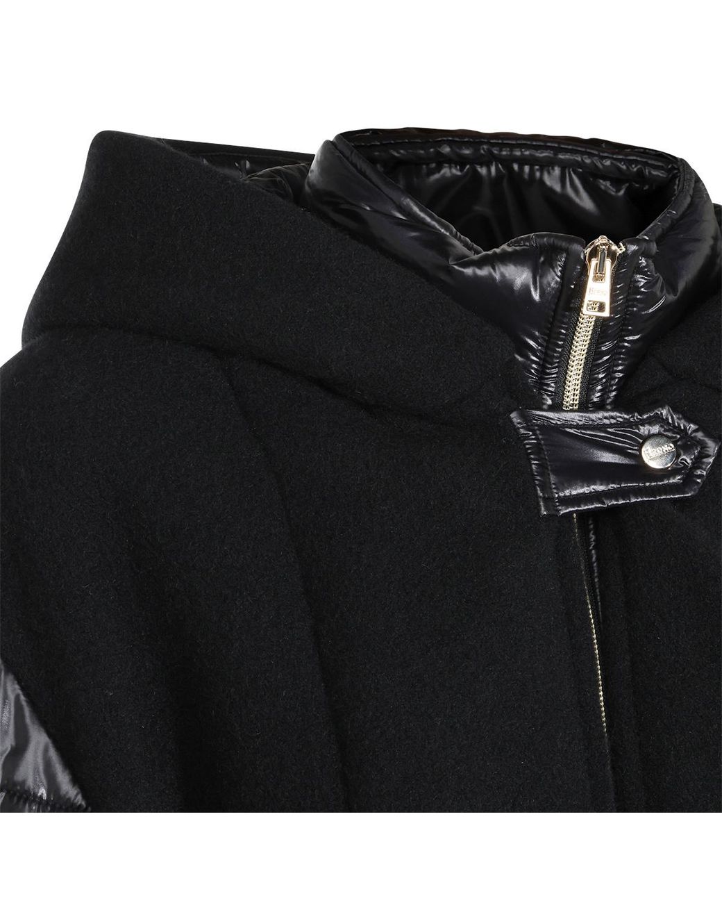 Herno Black Quilted Sleeve Hooded Coat