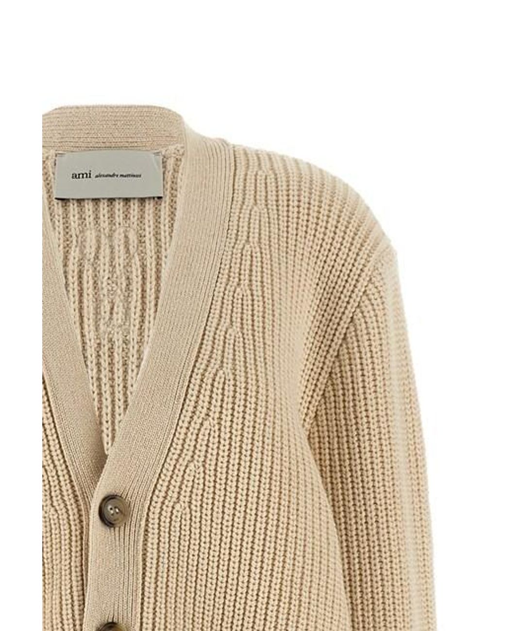AMI Natural V-Neck Long Sleeved Cardigan