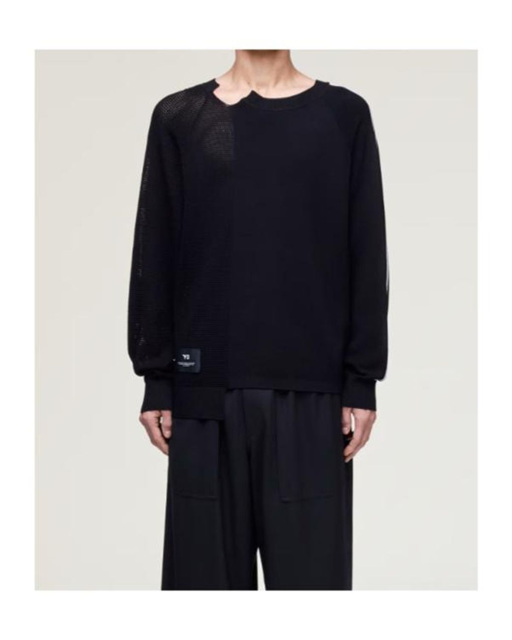 Y-3 Blue Logo Detailed Asymmetric Knitted Jumper for men