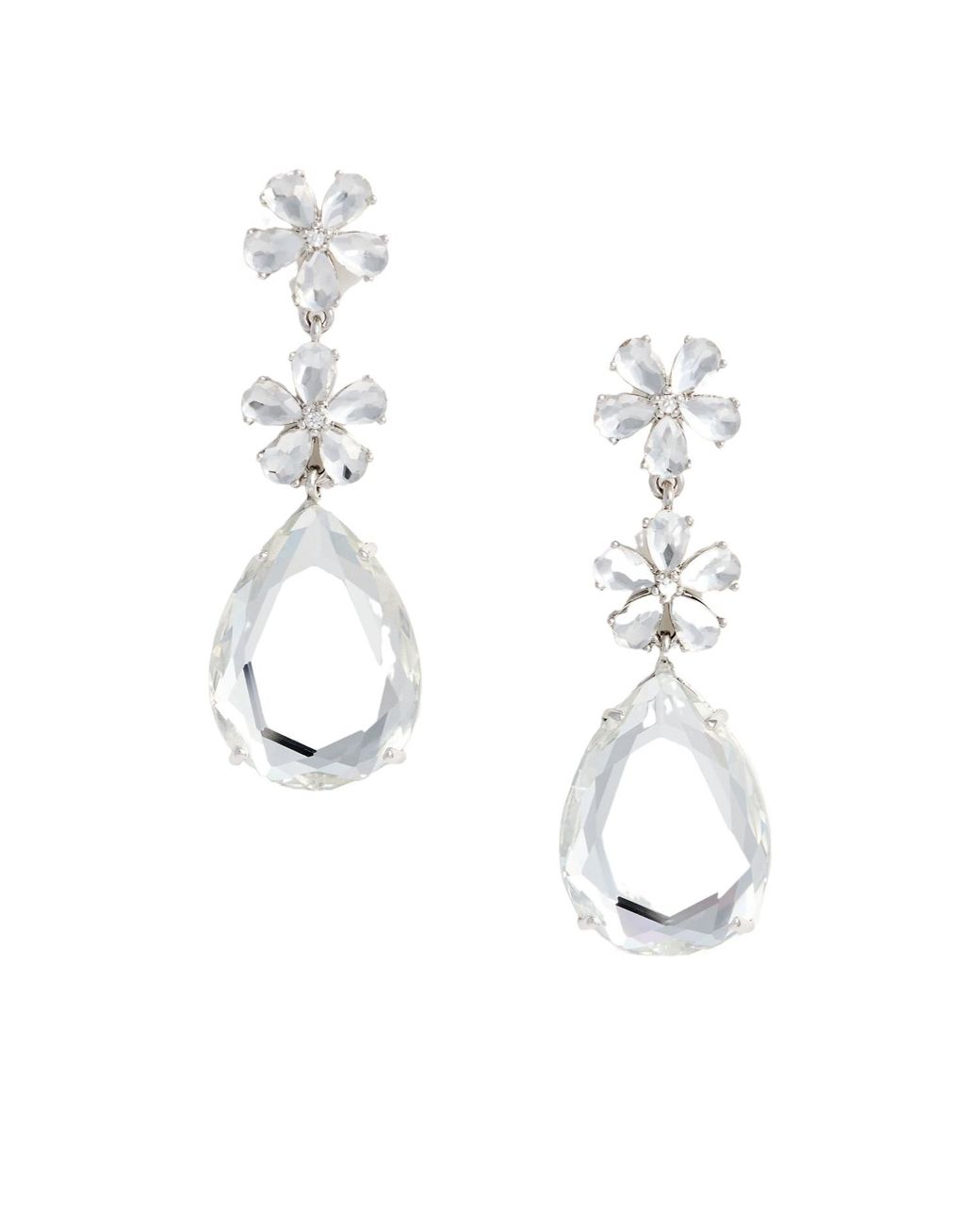 Self-Portrait White Crystal Flower Tiered Earrings