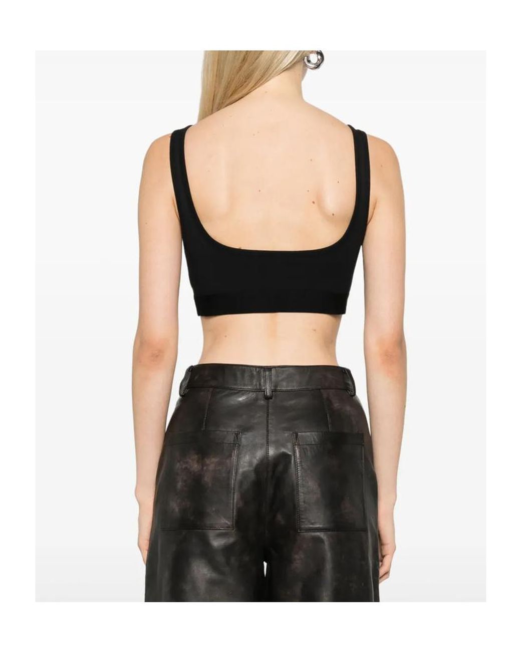 MARINE SERRE Black Moon Logo Stretched Jersey Sport Bra