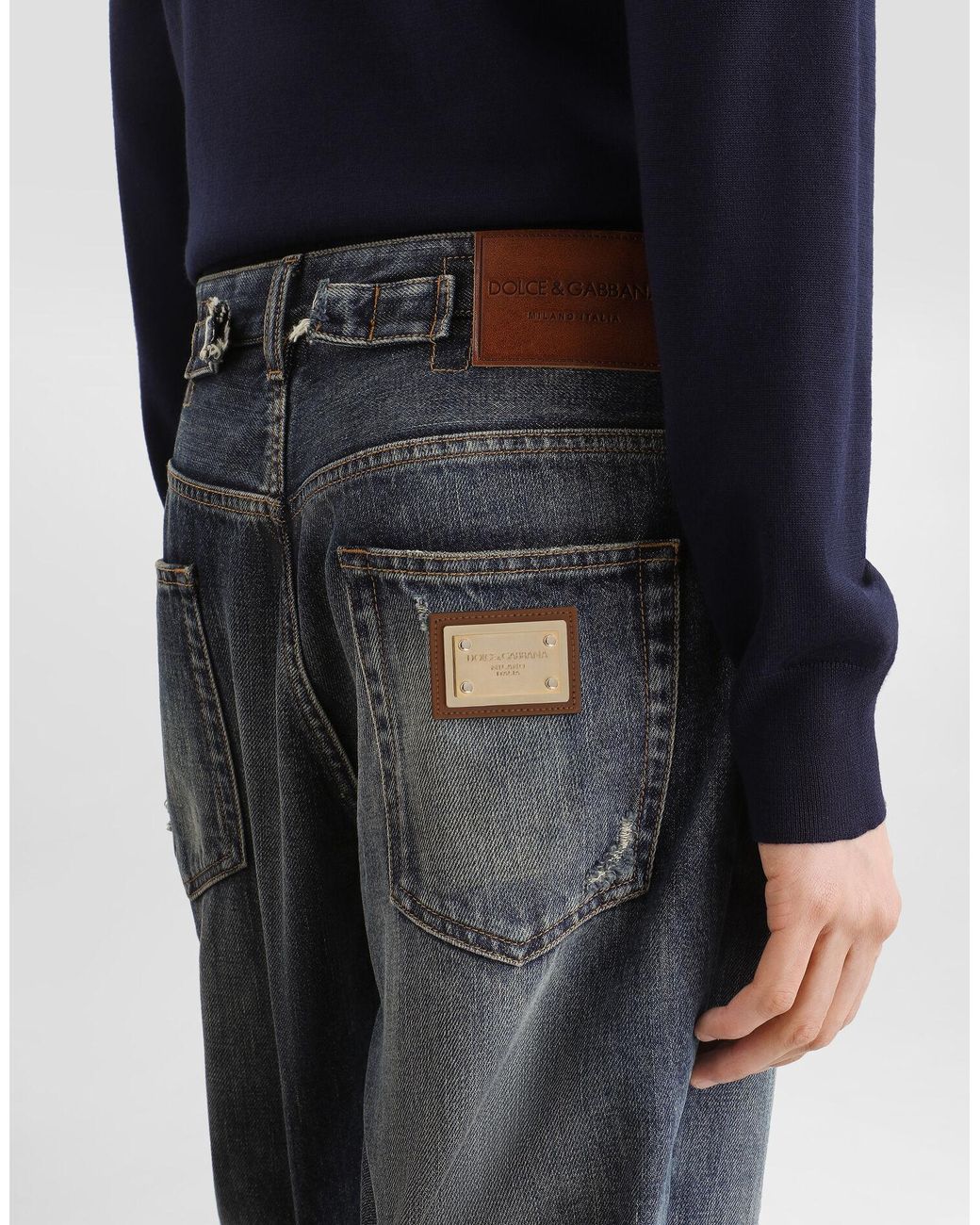 Dolce & Gabbana Blue Kipas Vulkan Distressed Jeans for men