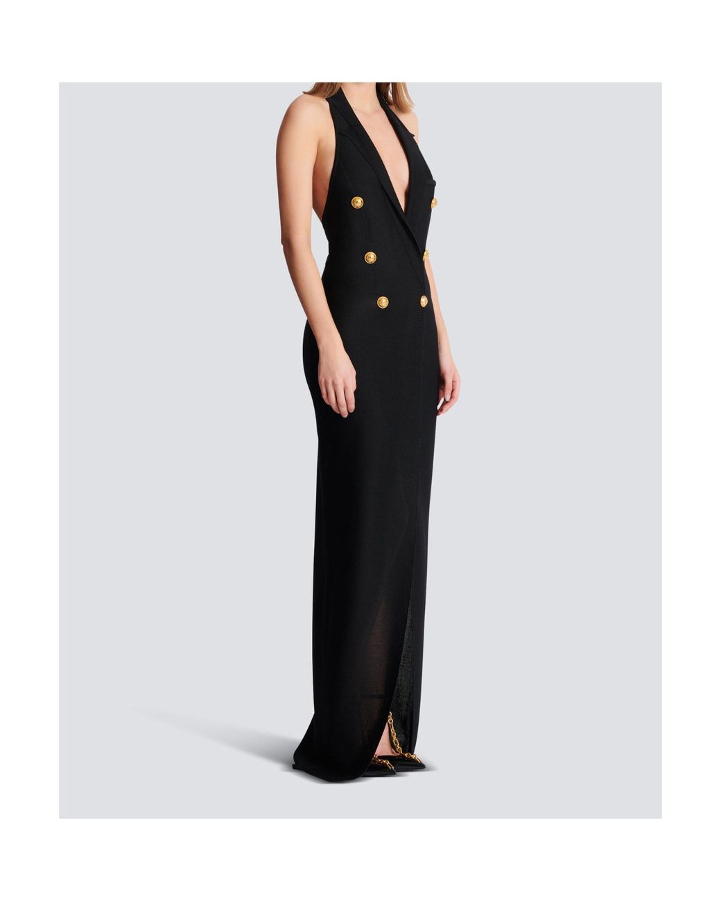 Balmain Black Long Halterneck Knit Dress