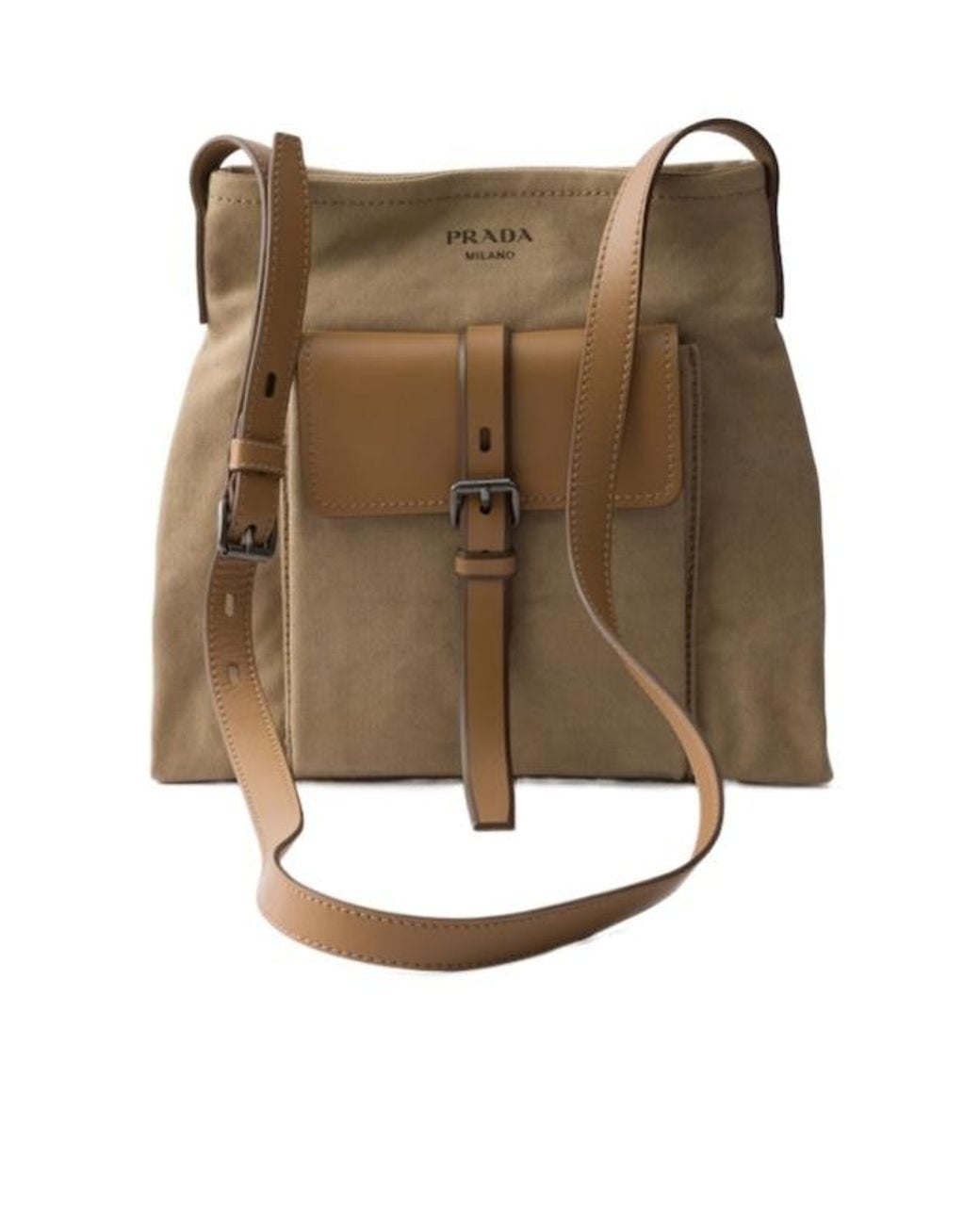 Prada Natural Route Canvas And Leather Shoulder Bag for men