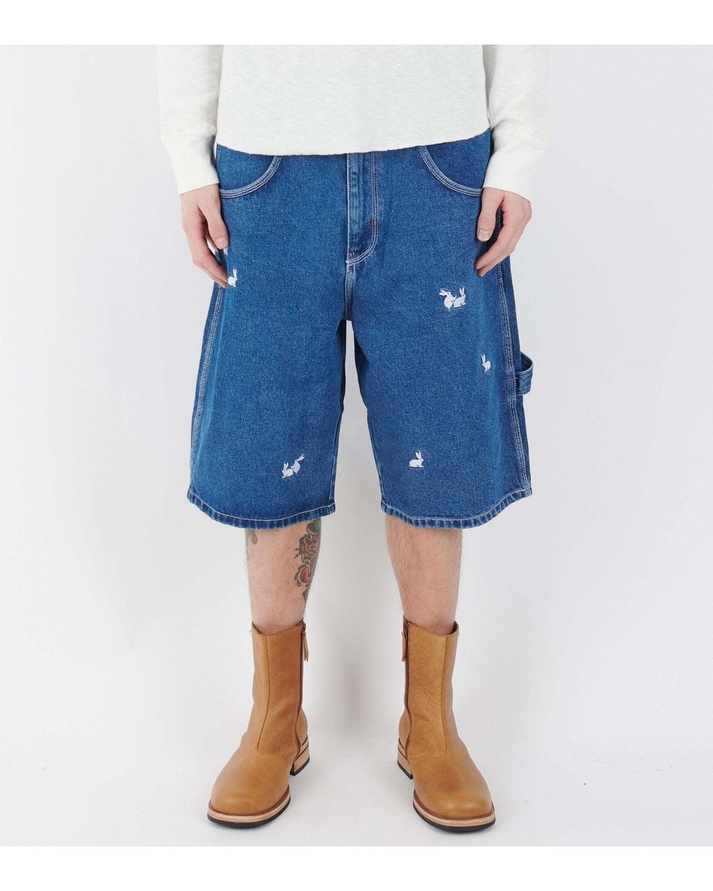 Carne Bollente Blue Denim Shorts With Belt Loops for men