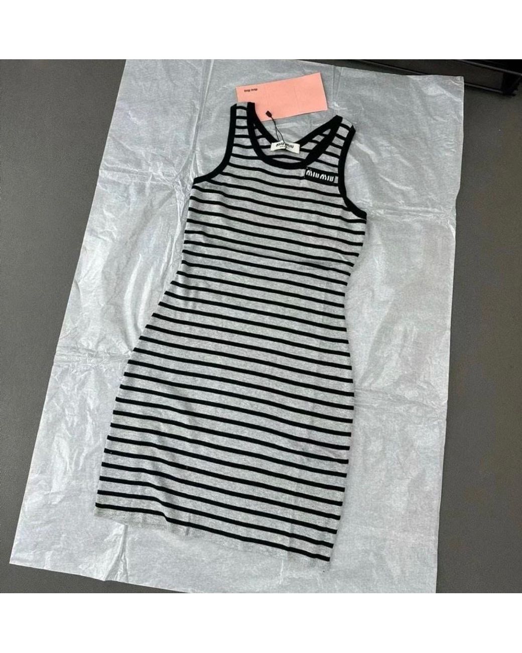 Miu Miu Black Striped Sleeveless Dress