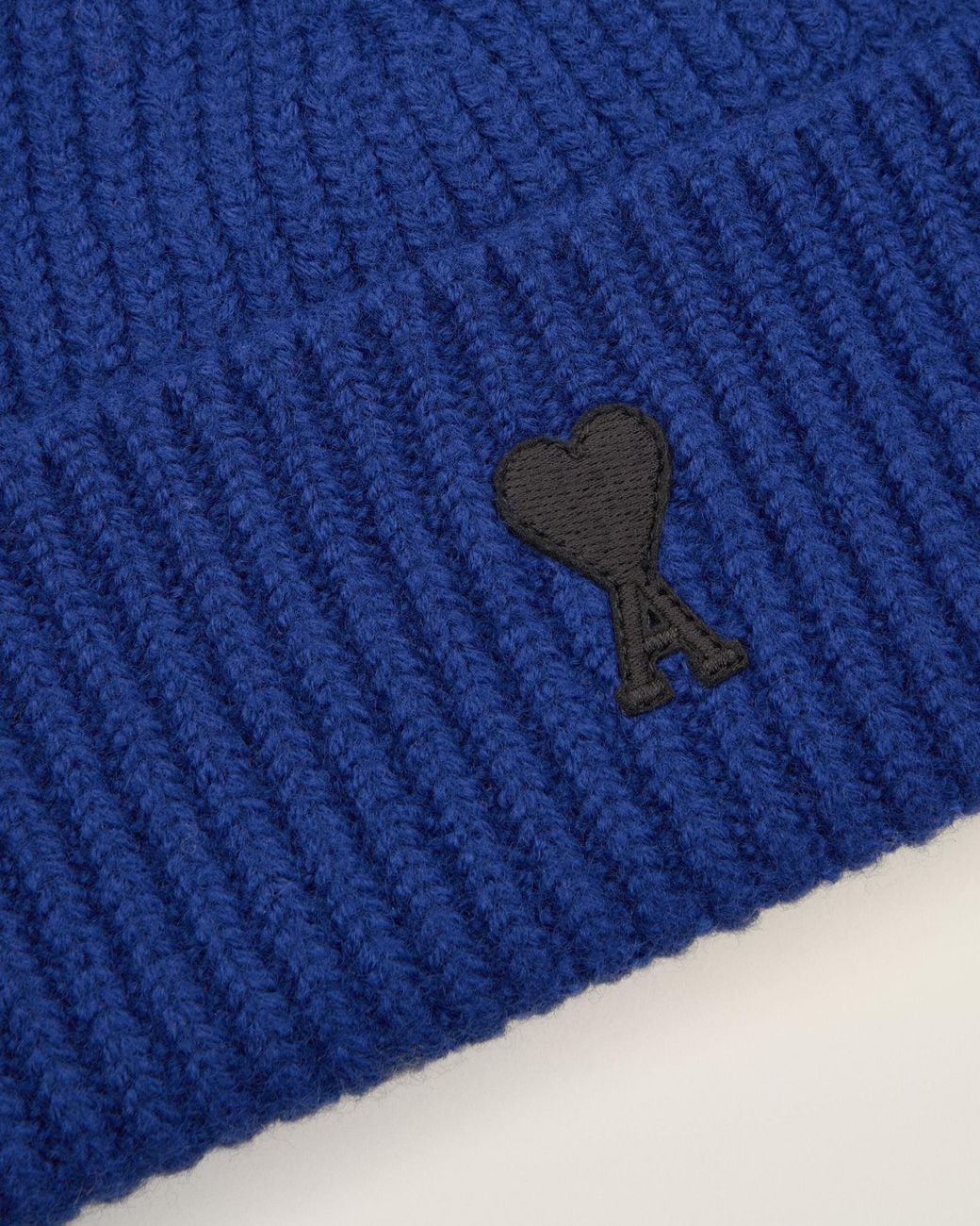 AMI Blue Ami Ami De Coeur Ribbed Beanie Hat for men