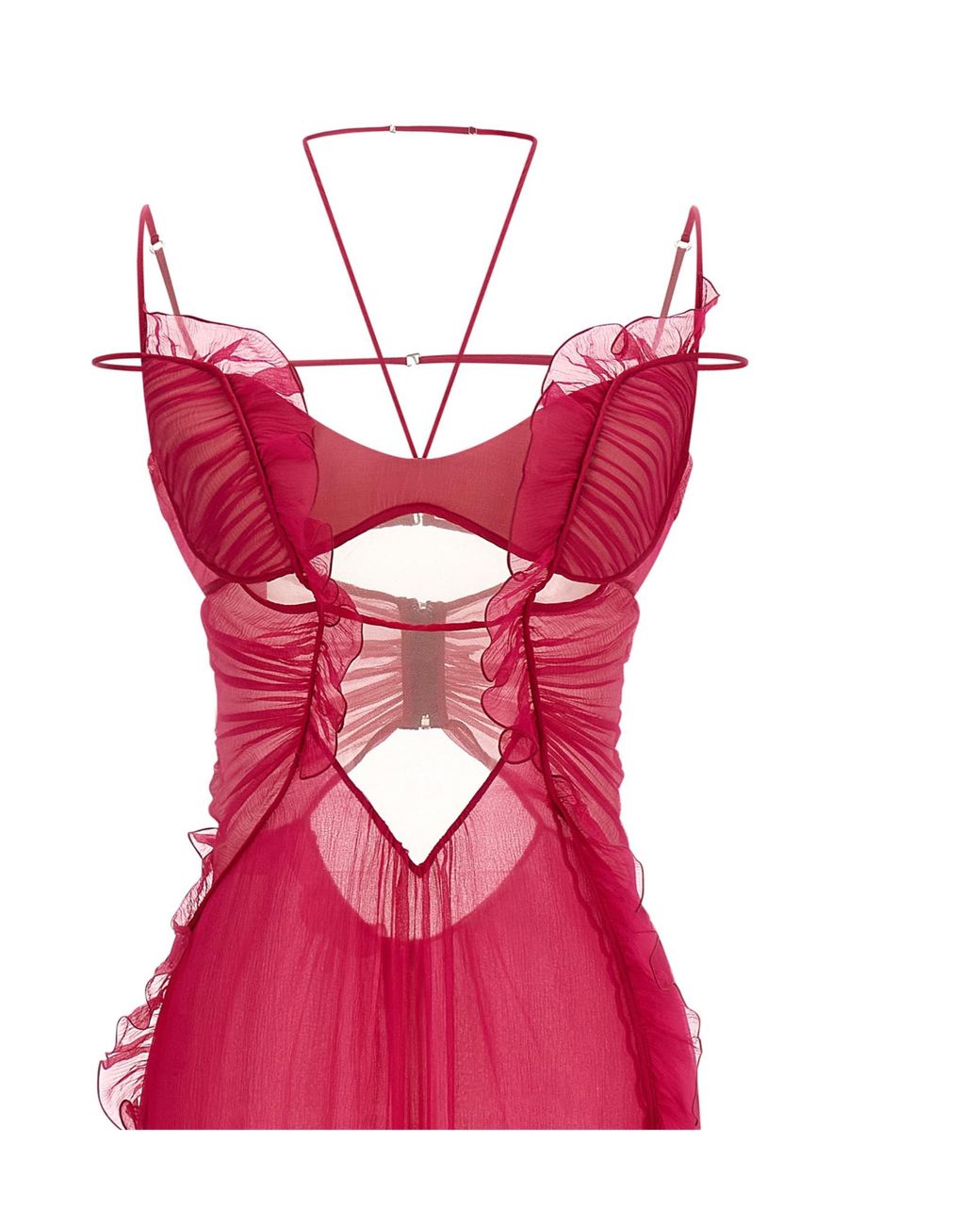 Nensi Dojaka Pink Cut-Out Frilled Gown