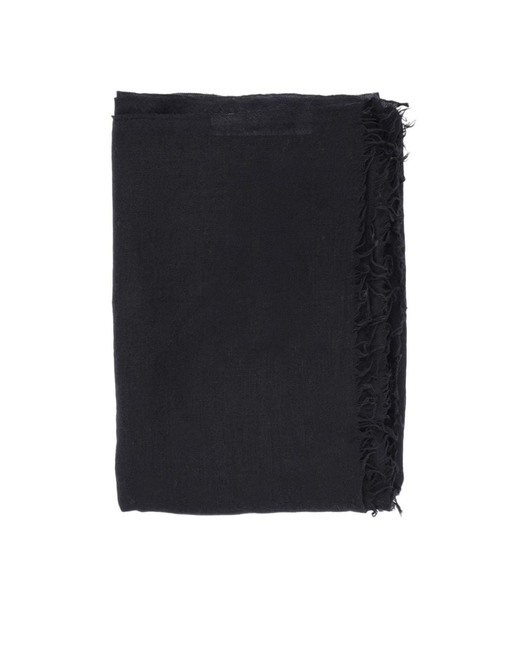 Rick Owens Black Fringed Lightweight Scarf for men