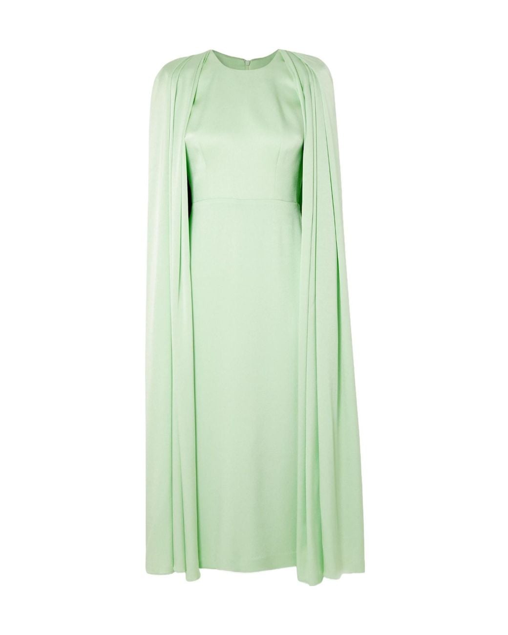 Alex Perry Green Capeeffect Satincrepe Midi Dress