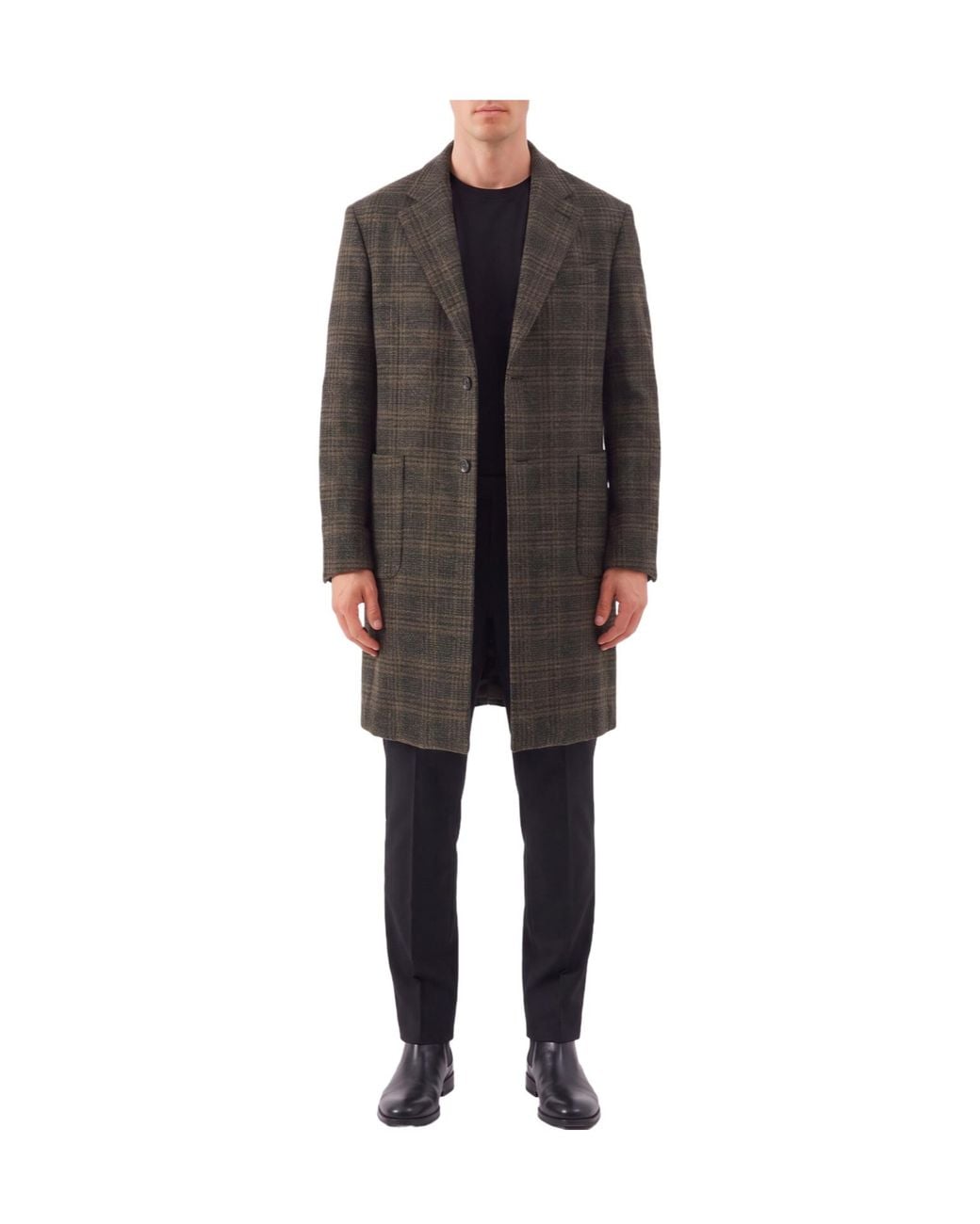 Barena Black Filzada Checked Single-Breasted Coat for men