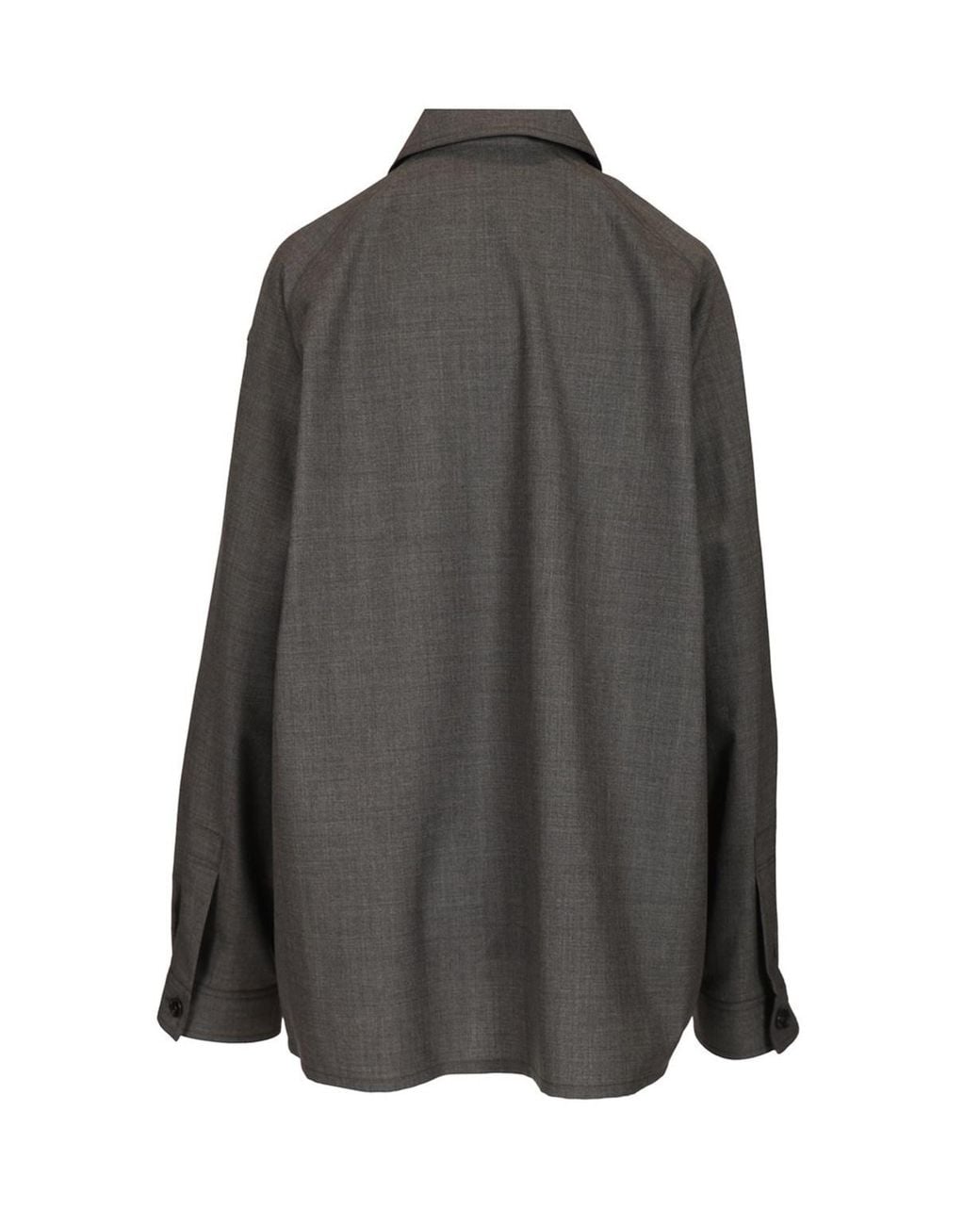 Lemaire Gray Long-Sleeved Button-Up Tailored Overshirt for men
