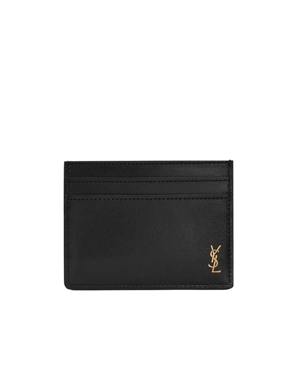 Saint Laurent Black Tiny Cassandre Credit Card Case for men