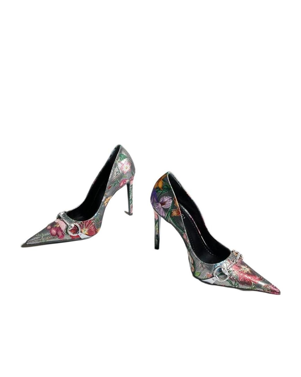 Gucci Metallic Donna Pump With Crystal Horsebit
