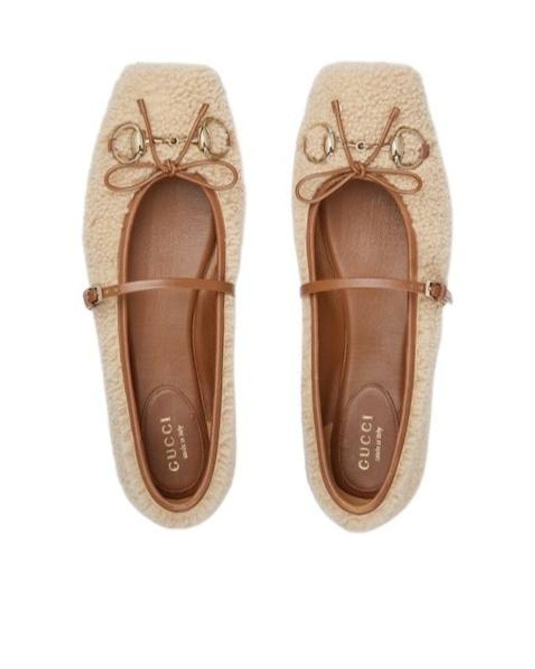 Gucci Natural Horsebit Ballet Flat, Size 35 It