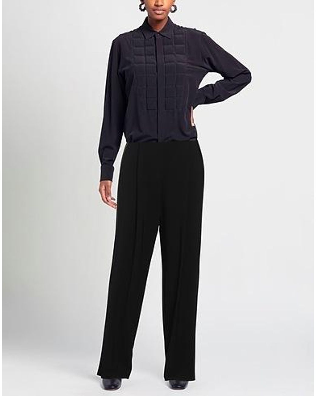 Max Mara Black Solid-Color Loose Pants