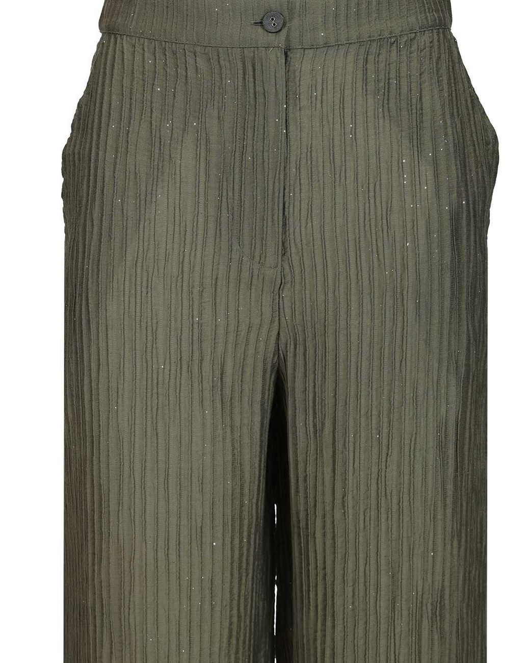Emporio Armani Green Crinkled Straight-Leg Pants