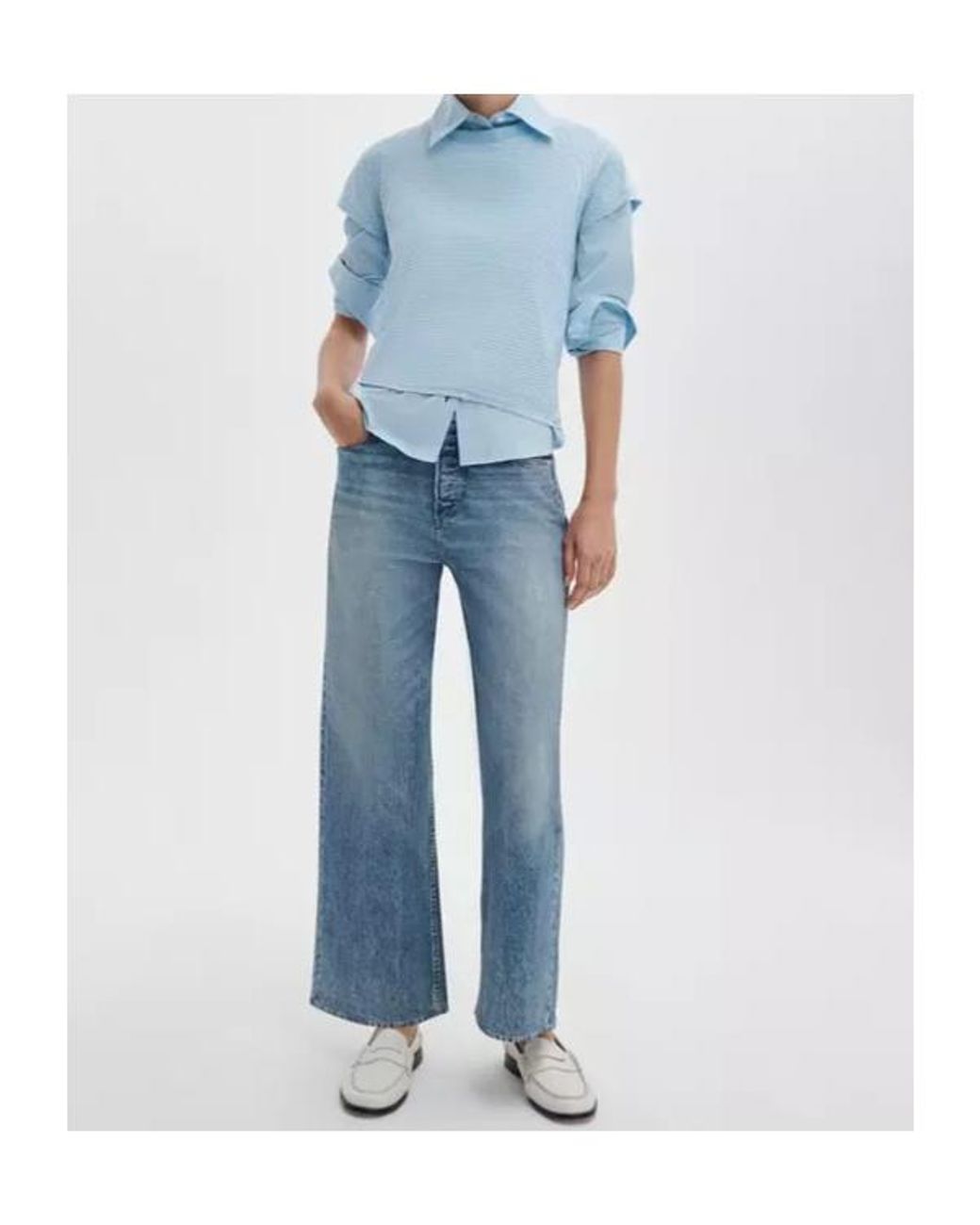 Rag & Bone Blue Miramar Andi Ankle Wide-Leg Jeans