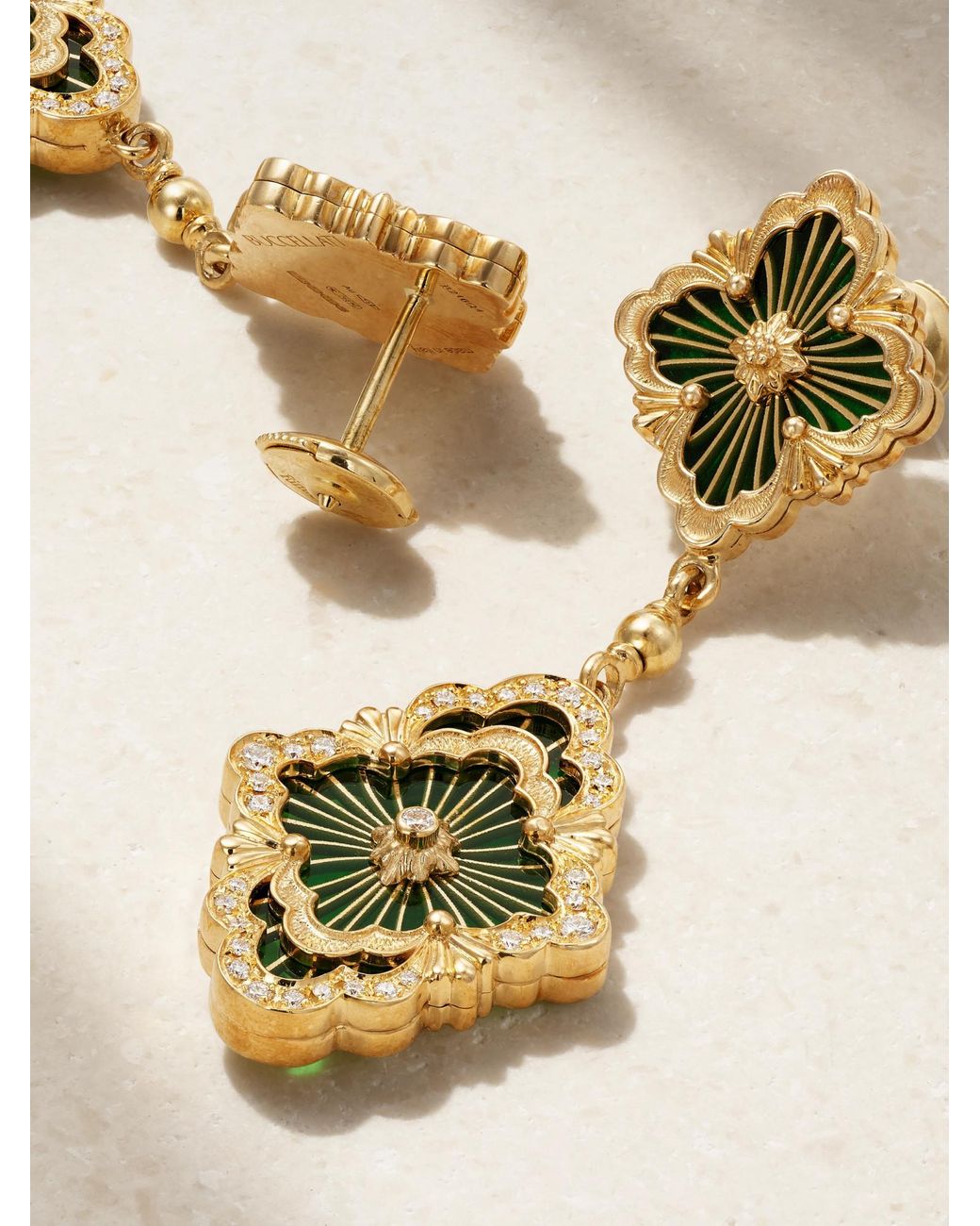 Buccellati Metallic 18-Karat, Enamel And Diamond Earrings