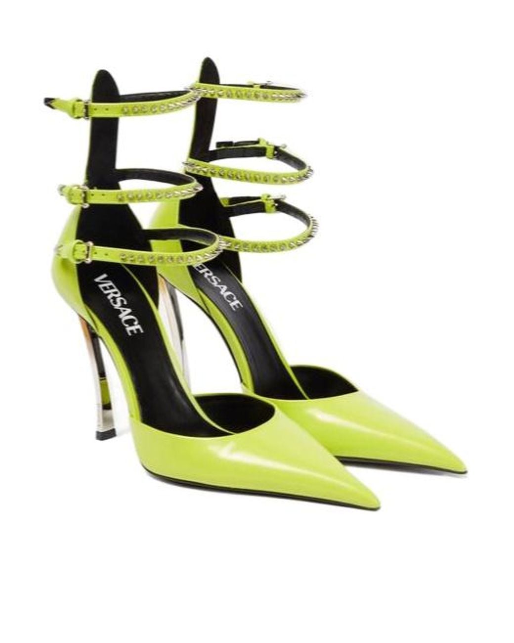 Versace Green Embellished Leather High Heels