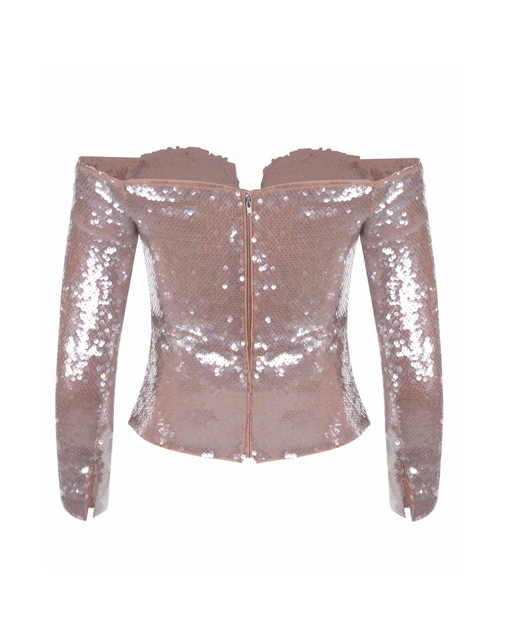 Self-Portrait Pink Sequin Off Shoulder Top