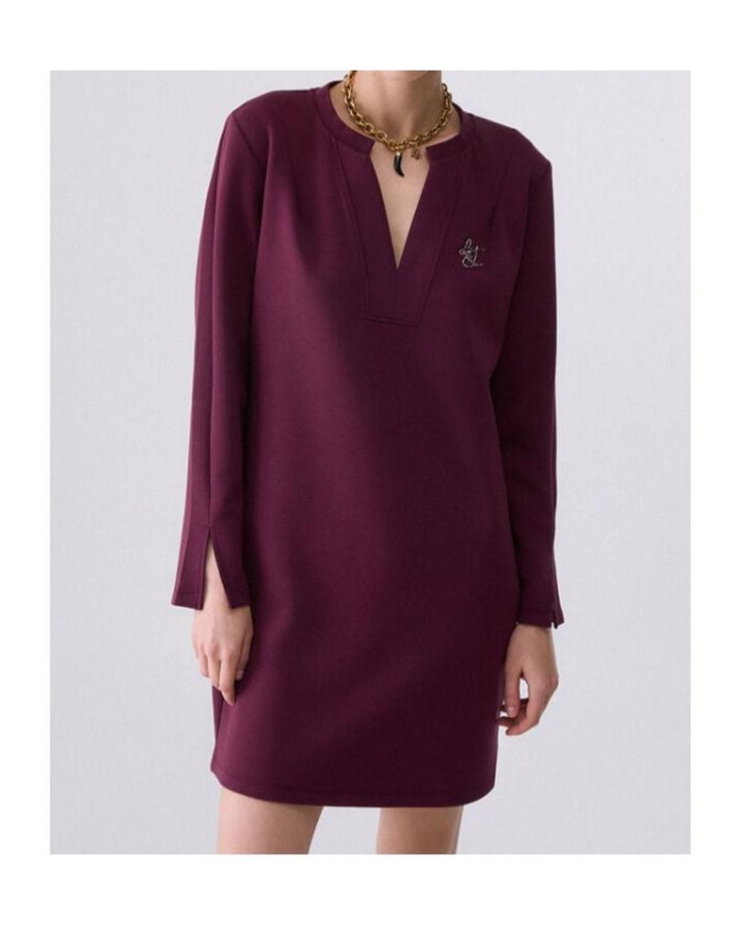 Liu Jo Purple Logo-Embellished Long-Sleeve Mini Dress