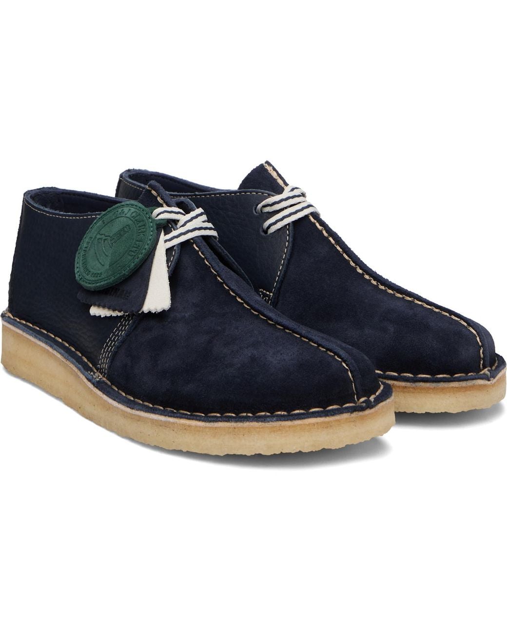 Clarks Blue Desert Trek Derby Shoes for men
