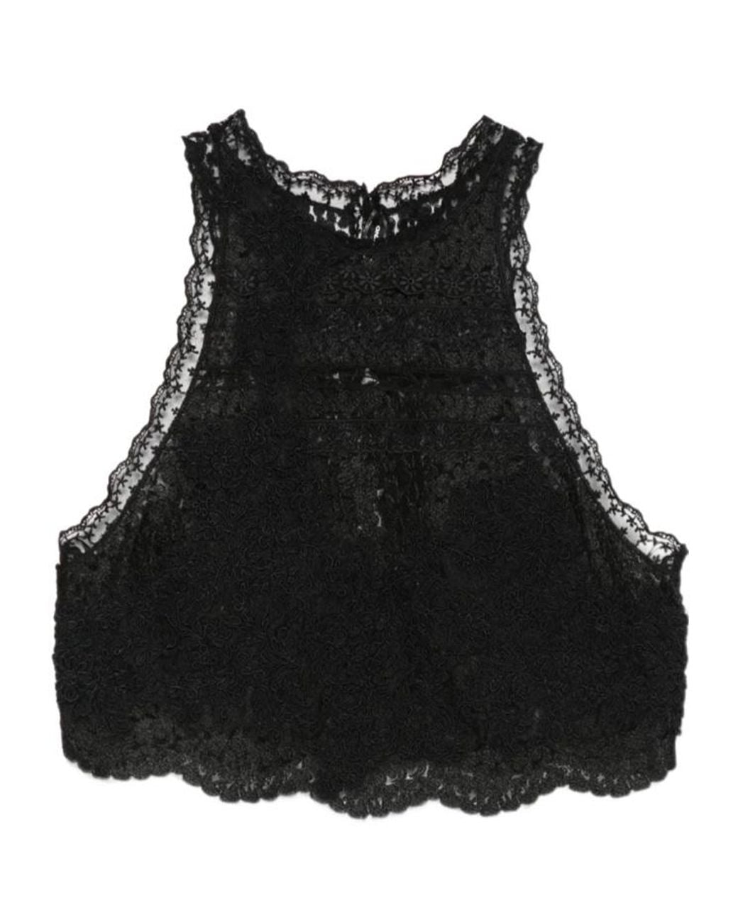 Ermanno Scervino Black Embroidery Tank Top