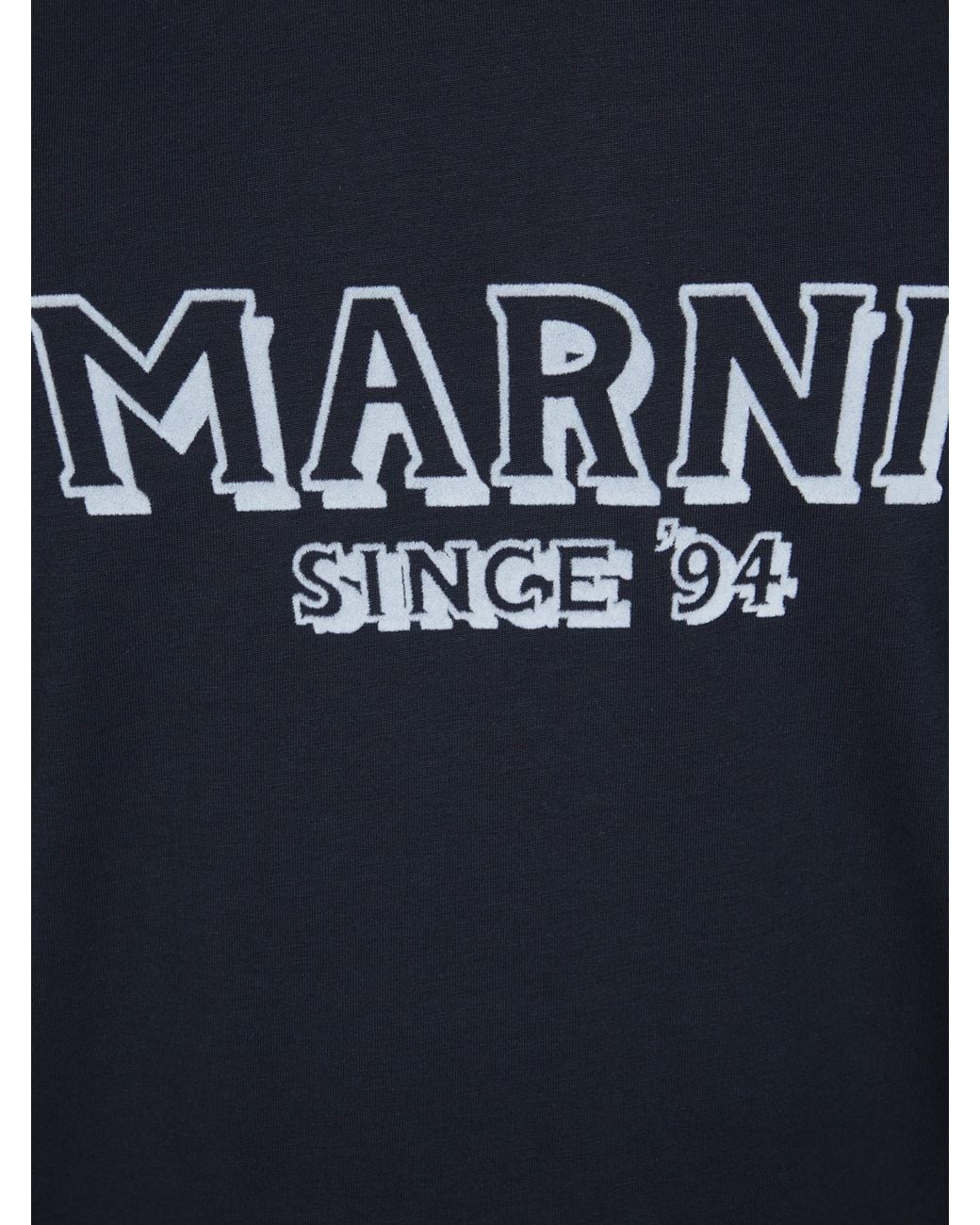 Marni Blue Contrast-Trim Short Sleeved T-Shirt for men