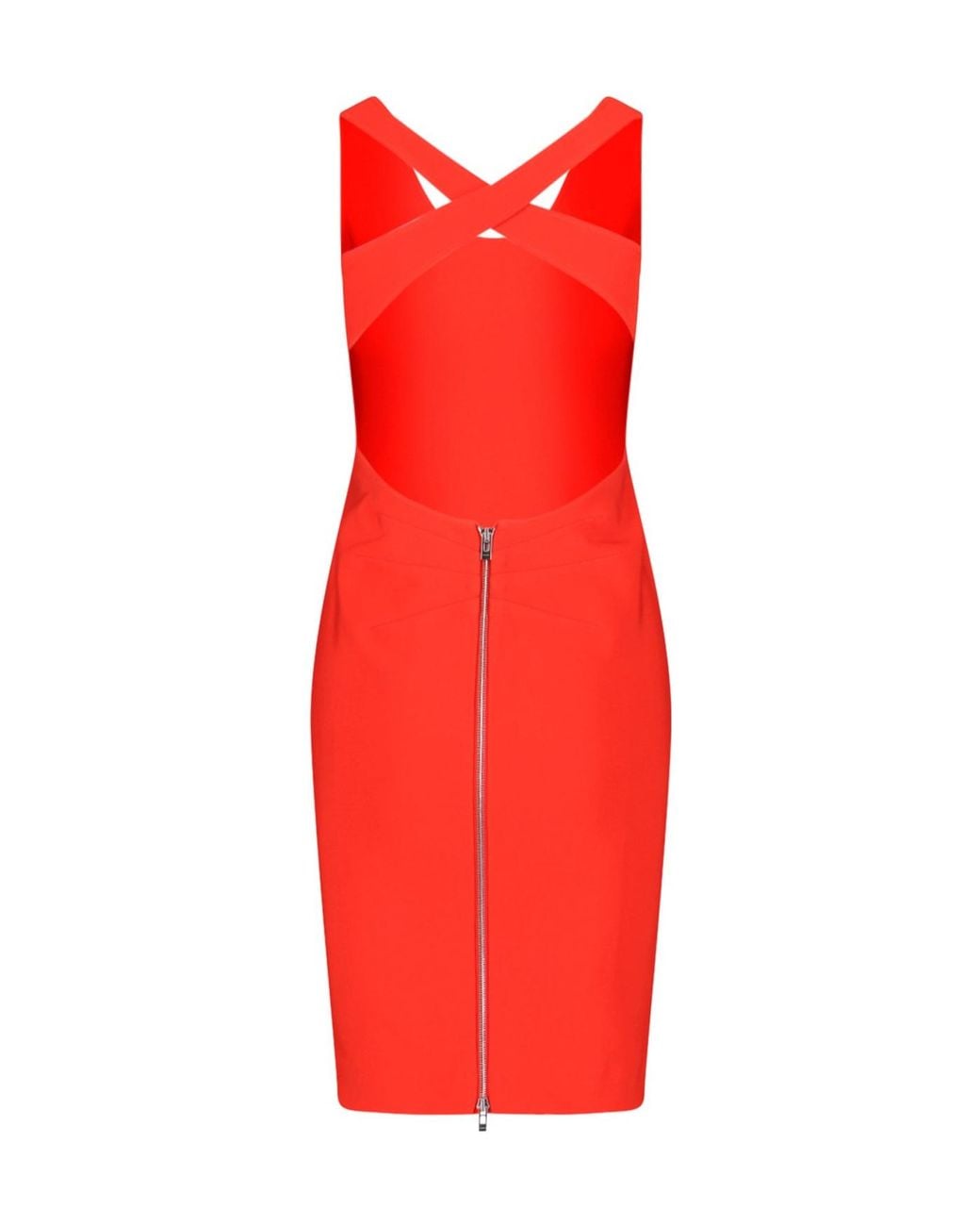 Alaïa Red Alaïa Crossback Sleeveless Midi Dress
